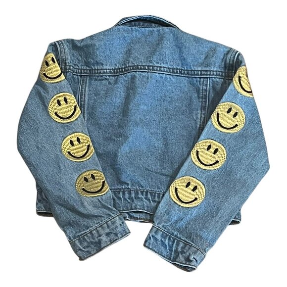 Fashion Nova Kids Toddler Smiley Face Girls Jean Denim Jacket Size 2 - Picture 3 of 5
